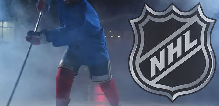 jääkiekkoilija ja nhl-logo