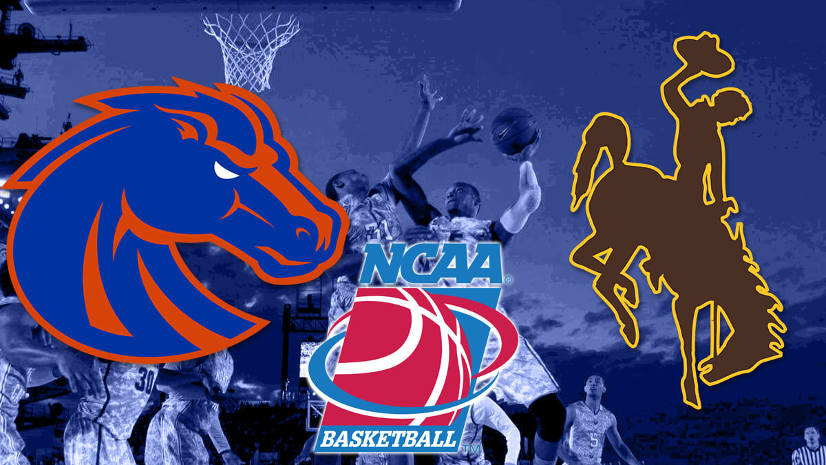 Boise State vs Wyoming logot-NCAA koripallo Logo-College koripallo joukkueet pelaa taustalla