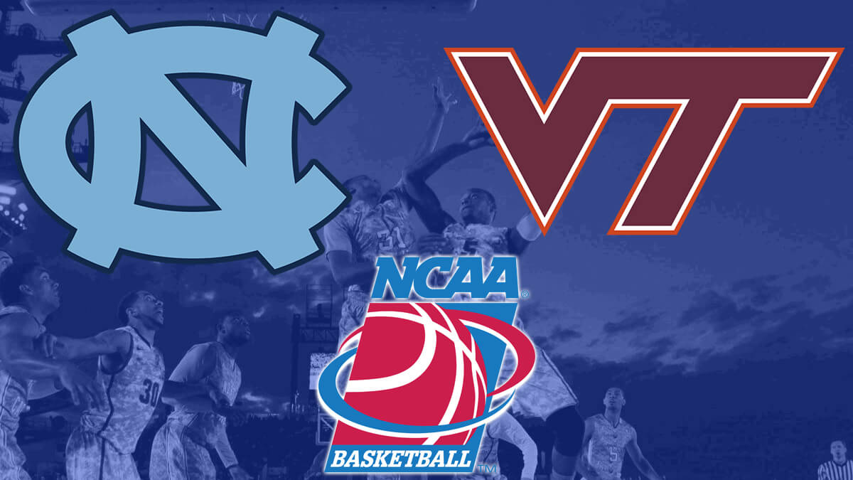 Pohjois-Carolina Tar Heels vs Virginia Hokies logot-NCAA koripallo Logo-College koripallo joukkueet pelaa taustalla